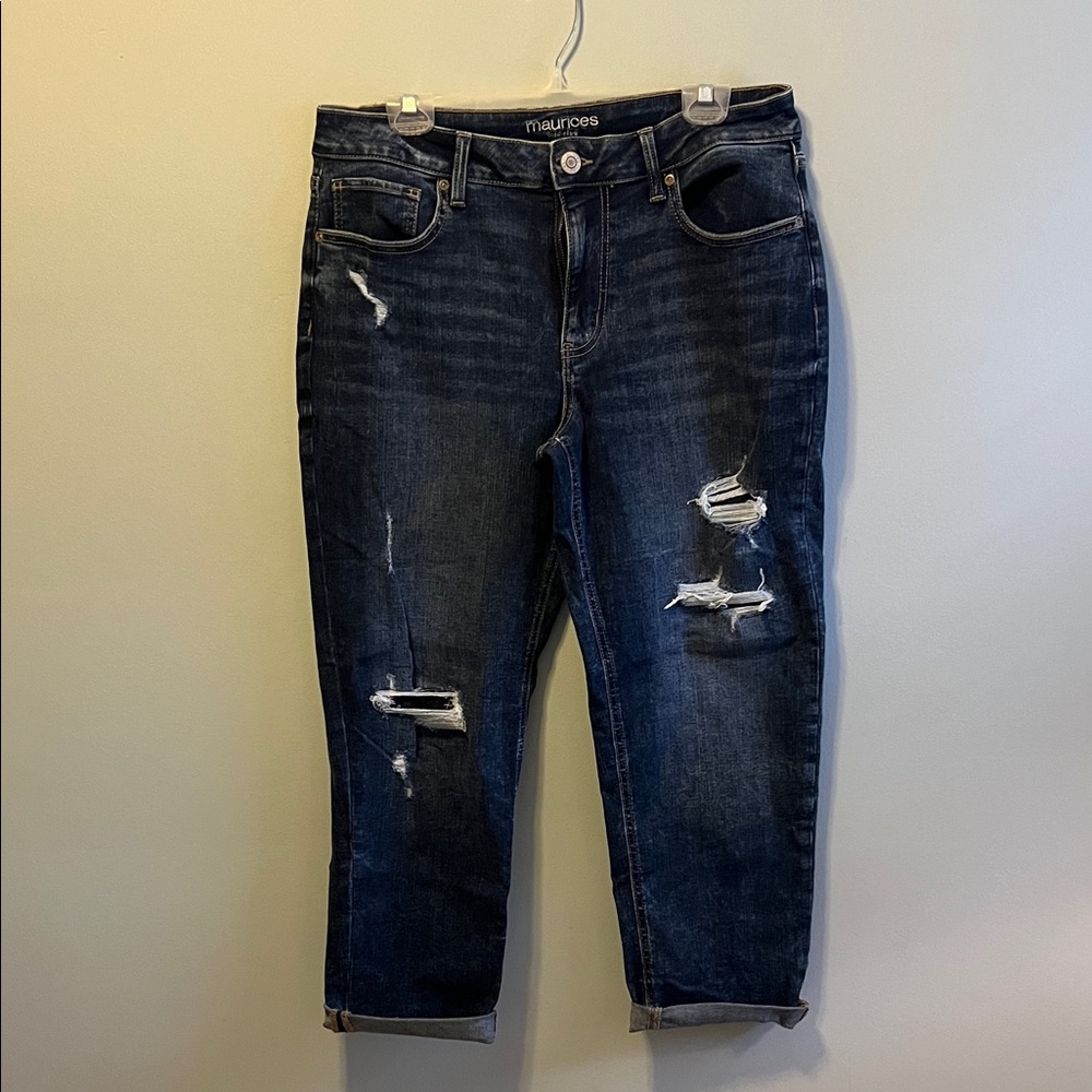 Maurices Dark Blue Distressed Jeans